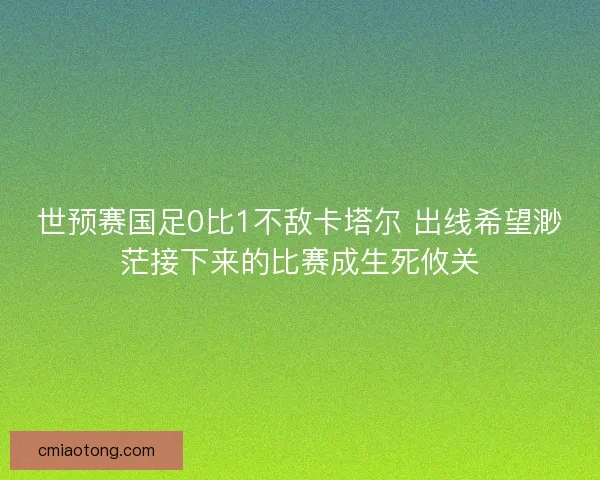 世预赛国足0比1不敌卡塔尔 出线希望渺茫接下来的比赛成生死攸关