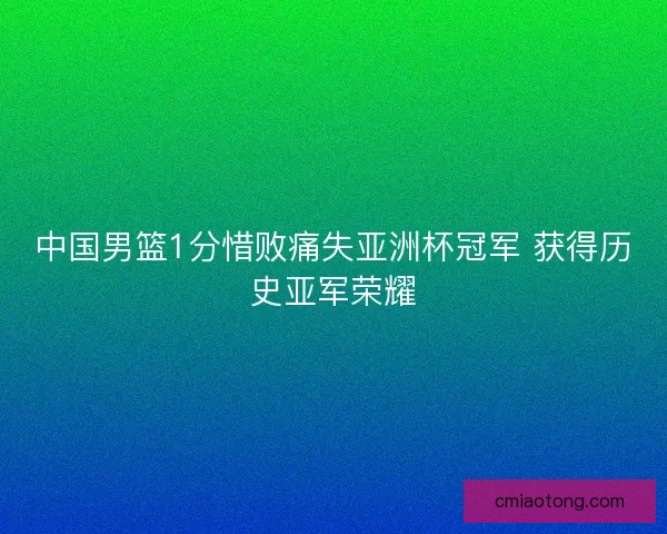 中国男篮1分惜败痛失亚洲杯冠军 获得历史亚军荣耀